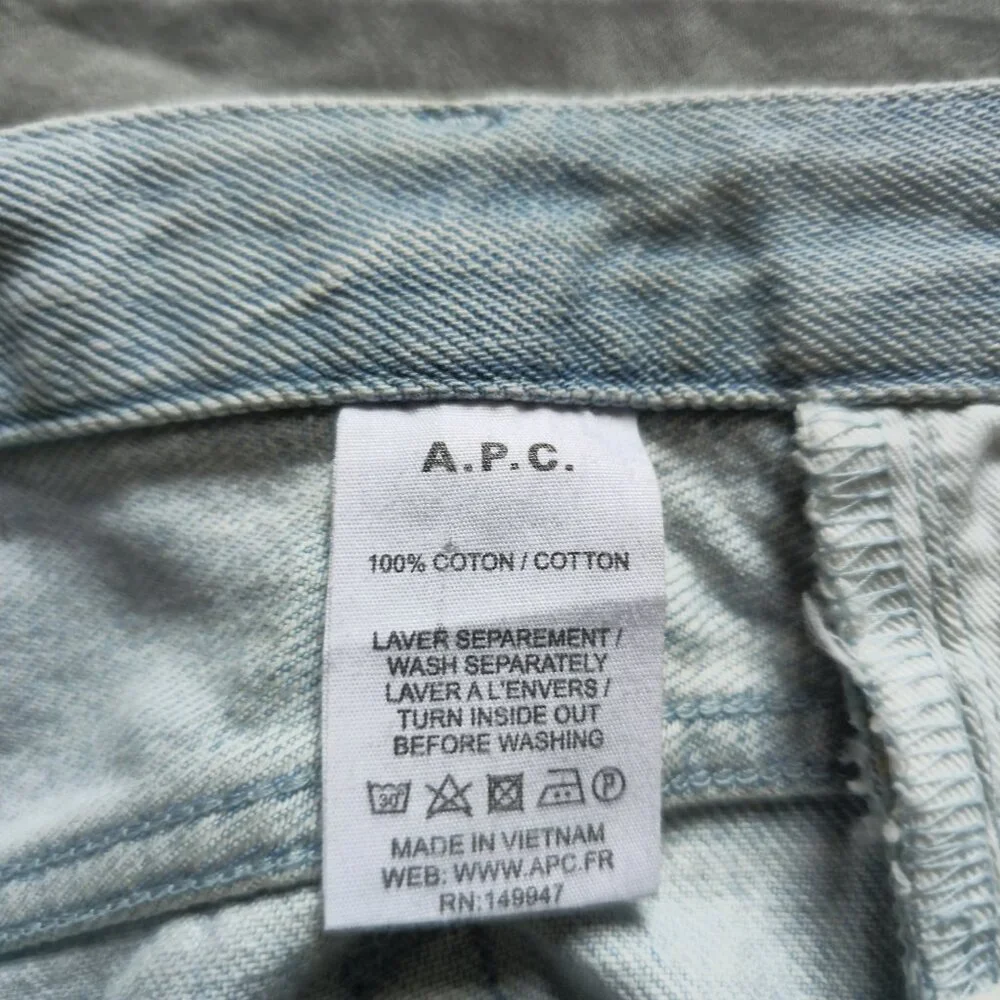 A.P.C 100% Cotton denim light wash blue jeans - Size 31 - Picture 8 of 16
